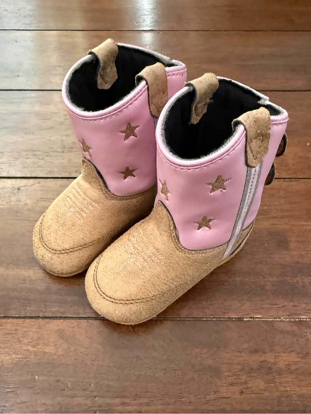 Boot Barn Toddler Girl Pink and Tan Star Western Boots